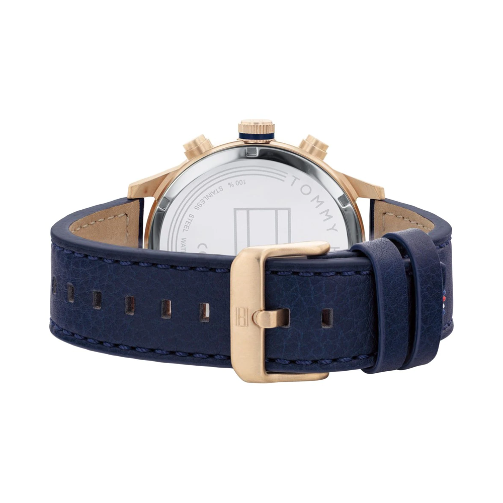  Shop Authentic Tommy Hilfiger Henry Chronograph Quartz Blue Dial Blue Leather Strap Watch For Men - 1710475 - Luxxuri