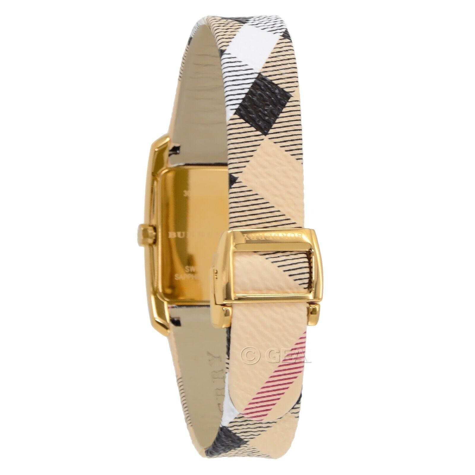  Shop Authentic Burberry Pioneer Gold Dial Haymarket Beige Leather Strap Watch for Women - BU9509 - Luxxuri
