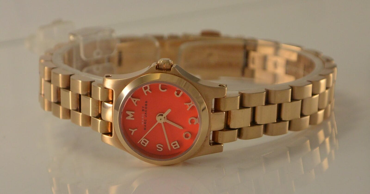  Shop Authentic Marc Jacobs Henry Dinky Red Dial Gold Steel Strap Watch for Women - MBM3202 - Luxxuri
