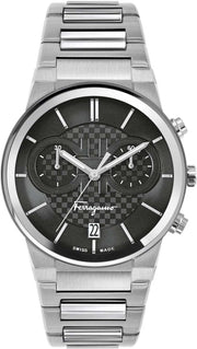  Shop Authentic Salvatore Ferragamo Sapphire Chrono Black Dial Silver Steel Strap Watch for Men - SFME00321 - Luxxuri