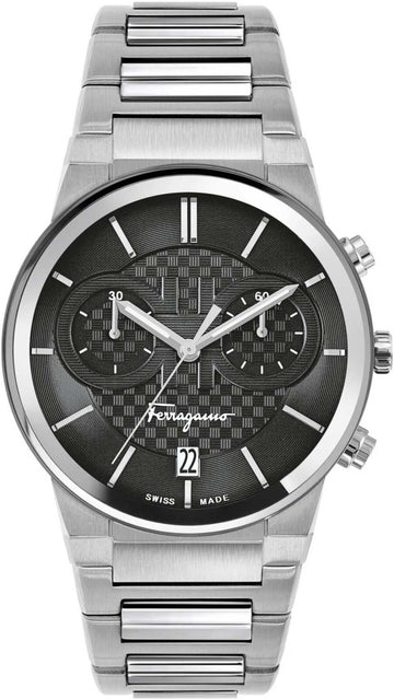  Shop Authentic Salvatore Ferragamo Sapphire Chrono Black Dial Silver Steel Strap Watch for Men - SFME00321 - Luxxuri