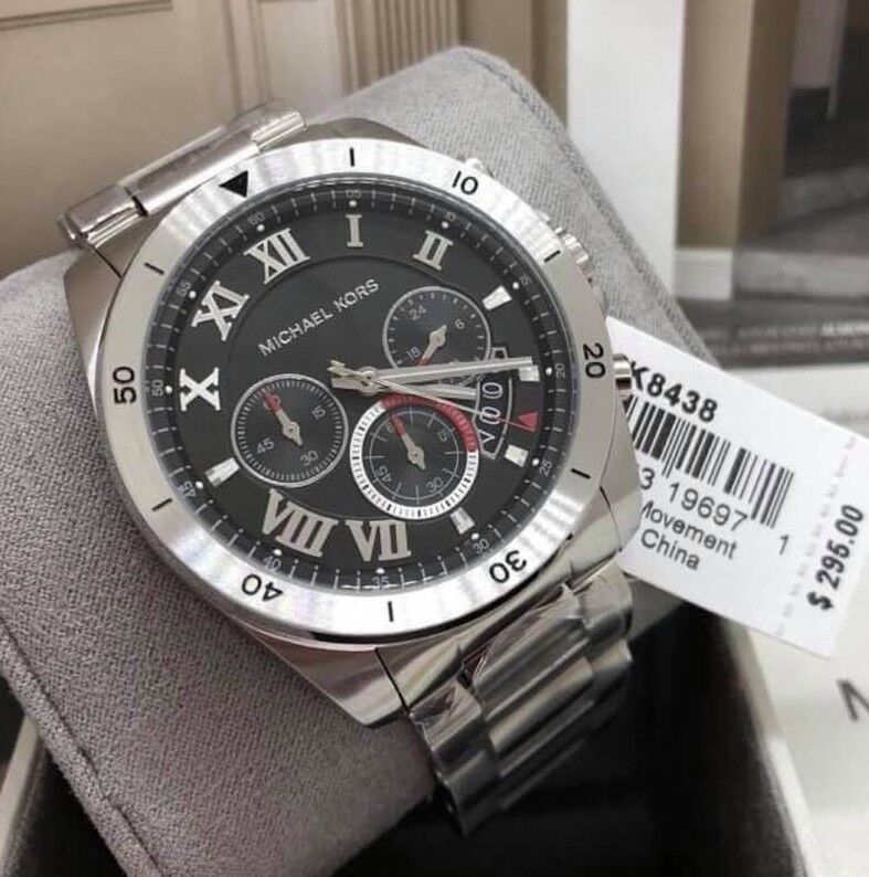  Shop Authentic Michael Kors Brecken Chronograph Quartz Black Dial Silver Steel Strap Watch For Men - MK8438 - Luxxuri