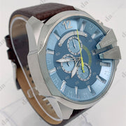  Shop Authentic Diesel Mega Chief Light Blue Dial Brown Leather Strap Watch For Men - DZ4281 - Luxxuri