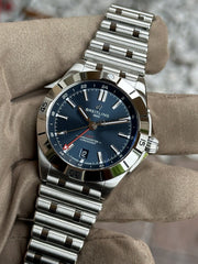  Shop Authentic Breitling Chronomat GMT 40 Blue Dial Silver Steel Strap Watch for Men - A32398101C1A1 - Luxxuri