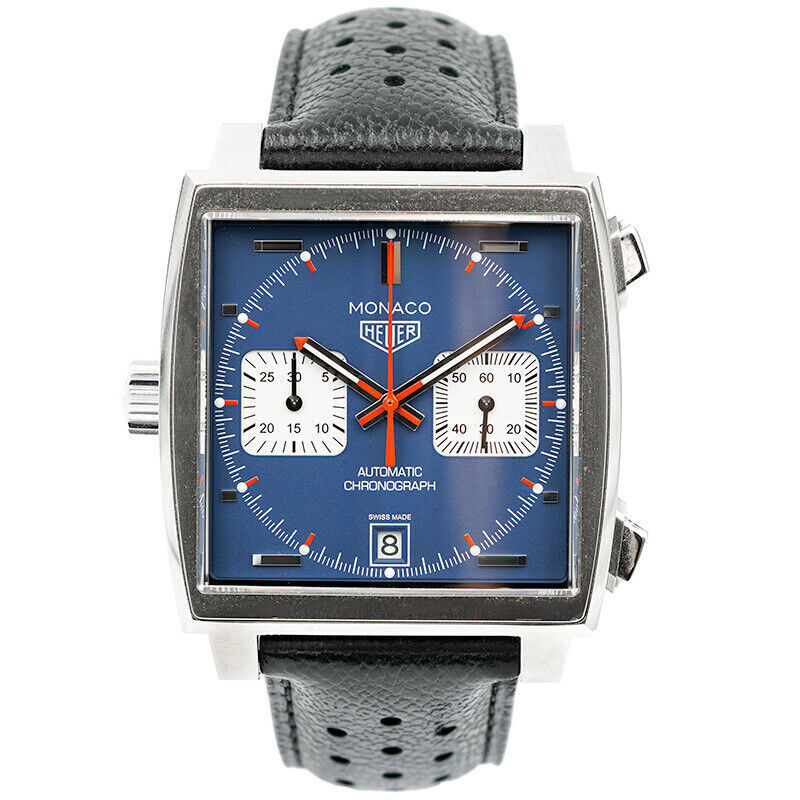  Shop Authentic Tag Heuer Monaco Automatic Chronograph Blue Dial Black Leather Strap Watch for Men - CAW211P.FC6356 - Luxxuri