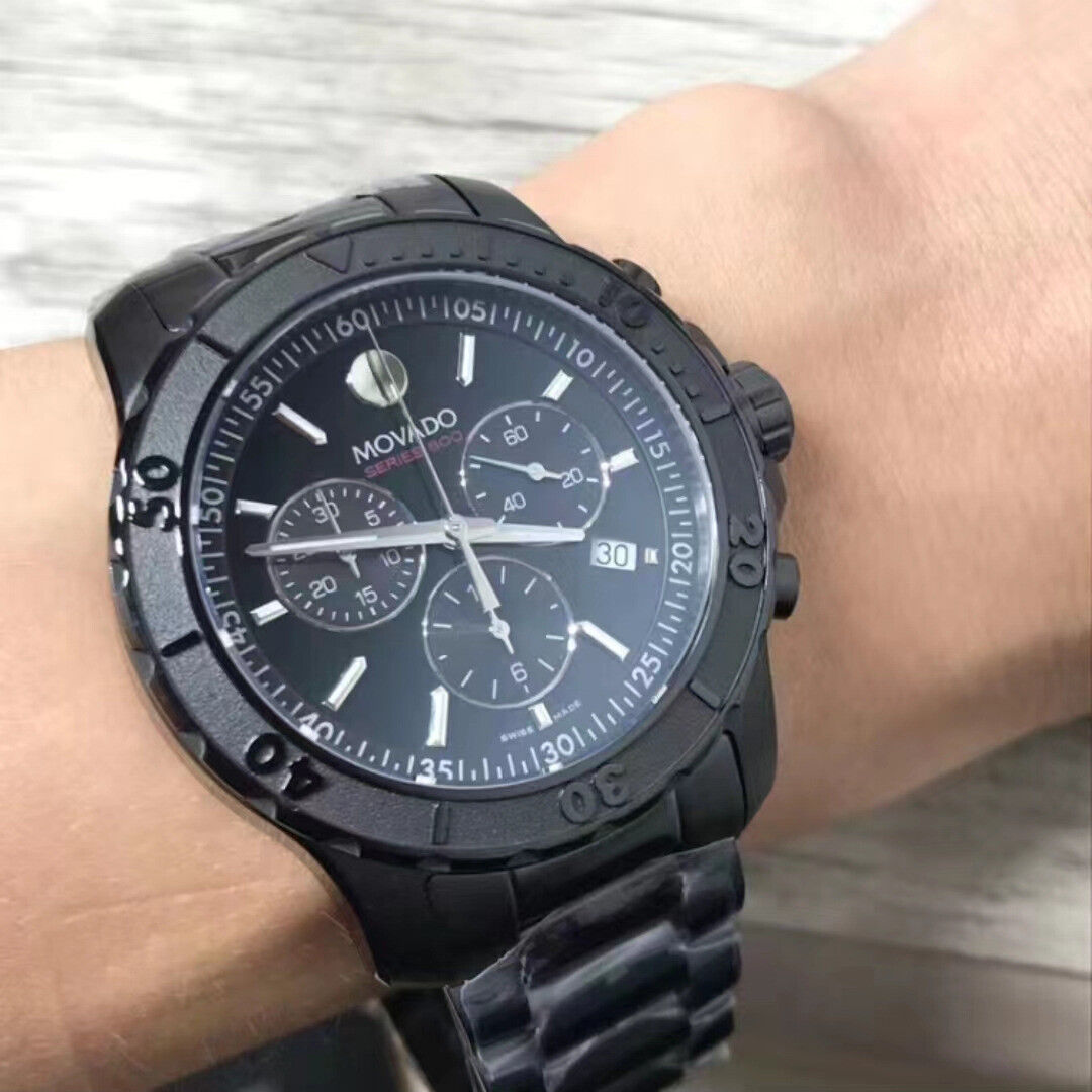  Shop Authentic Movado Series 800 Chronograph Black Dial Black Steel Strap Watch For Men - 2600119 - Luxxuri