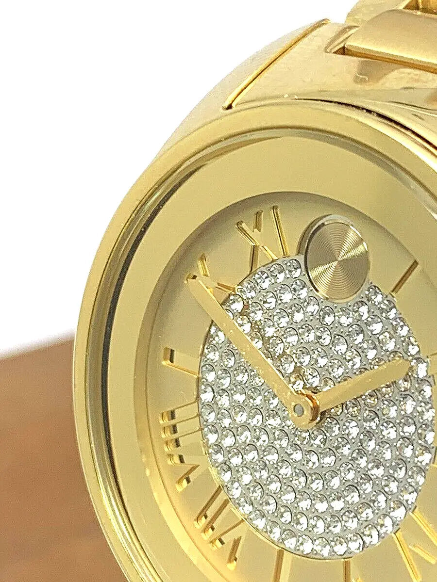  Shop Authentic Movado Bold Pave Gold Dial Gold Steel Strap Watch For Women - 3600255 - Luxxuri