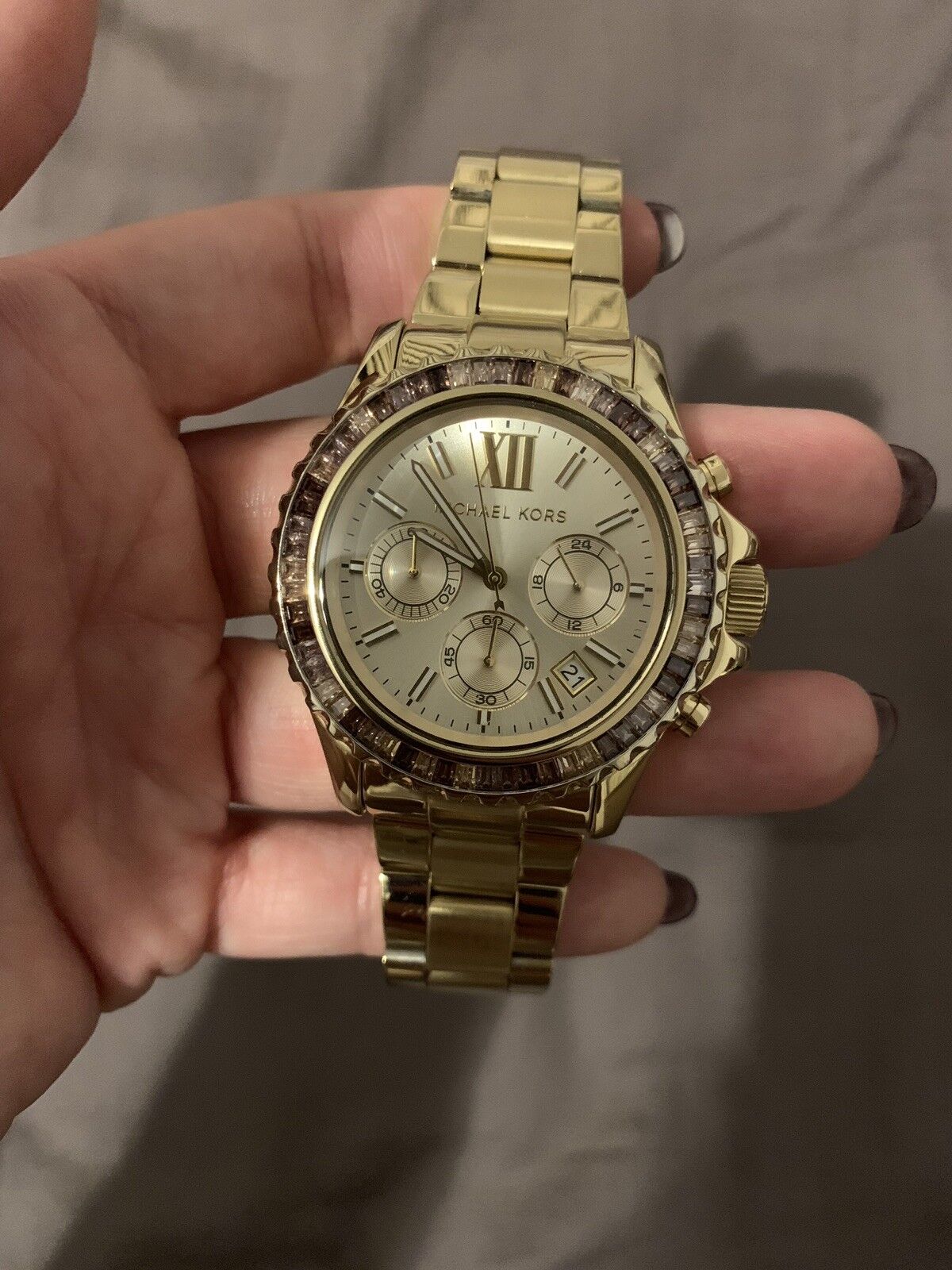  Shop Authentic Michael Kors Everest Chronograph Gold Dial Gold Steel Strap Watch for Women - MK5871 - Luxxuri
