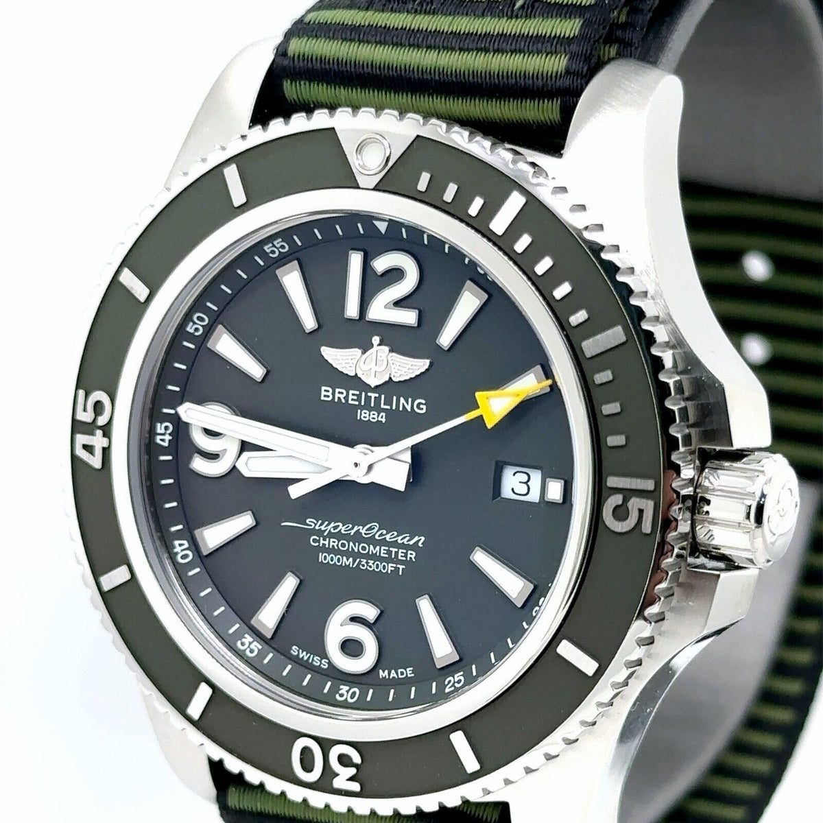  Shop Authentic Breitling Superocean Automatic 44mm Outerknown Green Dial Green Nylon Strap Watch for Men - A17367A11L1W1 - Luxxuri