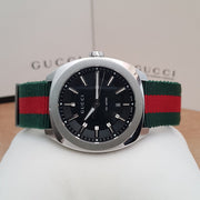  Shop Authentic Gucci GG2570 Quartz Black Dial Green & Red Nylon Strap Watch For Men - YA142305 - Luxxuri