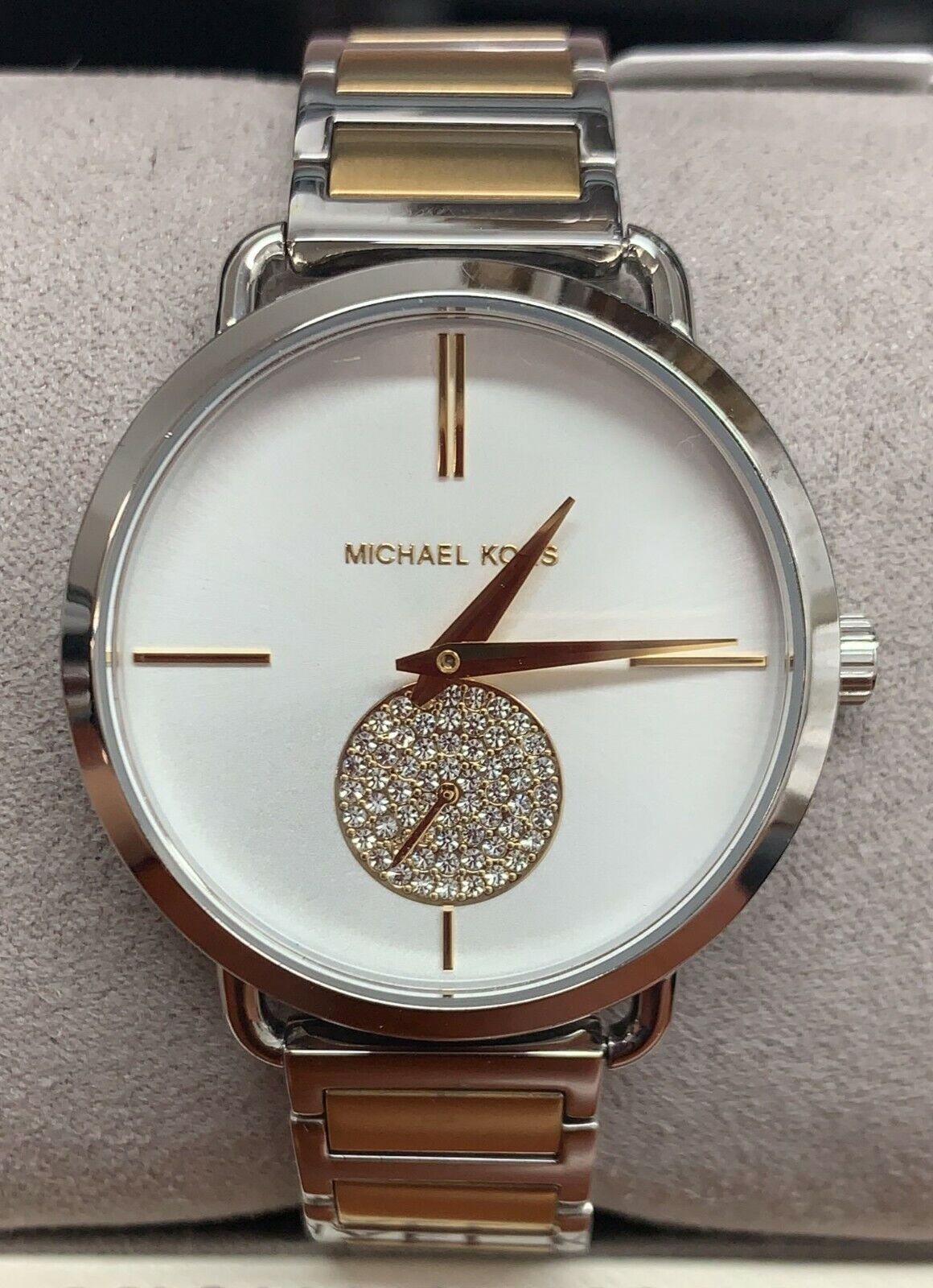  Shop Authentic Michael Kors Silver Dial Two Tone Steel Strap Watch for Women - MK3679 - Luxxuri