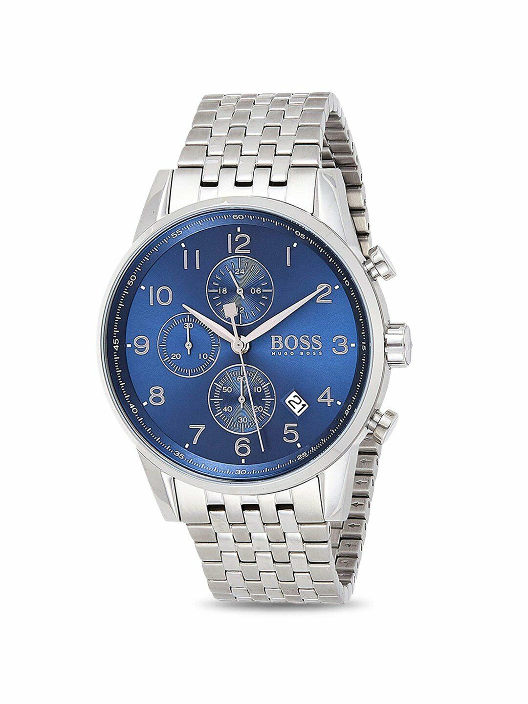  Shop Authentic Hugo Boss Navigator Chronograph Blue Dial Silver Steel Strap Watch for Men - 1513498 - Luxxuri
