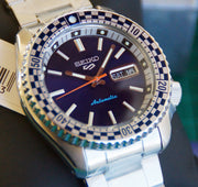  Shop Authentic Seiko 5 Sports Petrol Blue Checker Flag Special Edition Blue Dial Silver Steel Strap Watch For Men - SRPK65K1 - Luxxuri