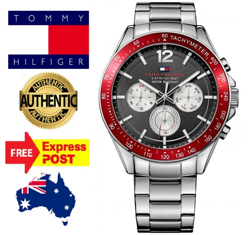  Shop Authentic Tommy Hilfiger Luke Chronograph Black Dial Silver Steel Strap Watch for Men - 1791122 - Luxxuri