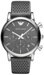  Shop Authentic Emporio Armani Luigi Chronograph Quartz Grey Dial Grey Leather Strap Watch For Men - AR1735 - Luxxuri