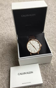  Shop Authentic Calvin Klein Even Silver Dial Brown Leather Strap Watch for Men - K7B216G6 - Luxxuri