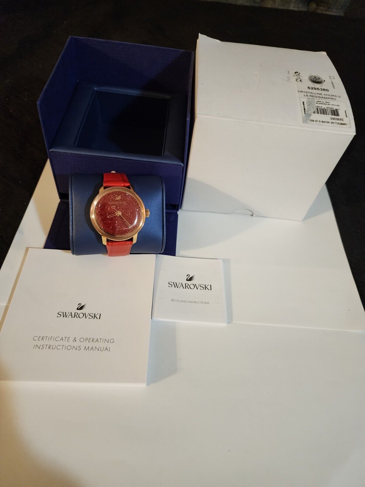  Shop Authentic Swarovski Crystalline Hours Red Crystal Dial Red Leather Strap Watch for Women - 5295380 - Luxxuri