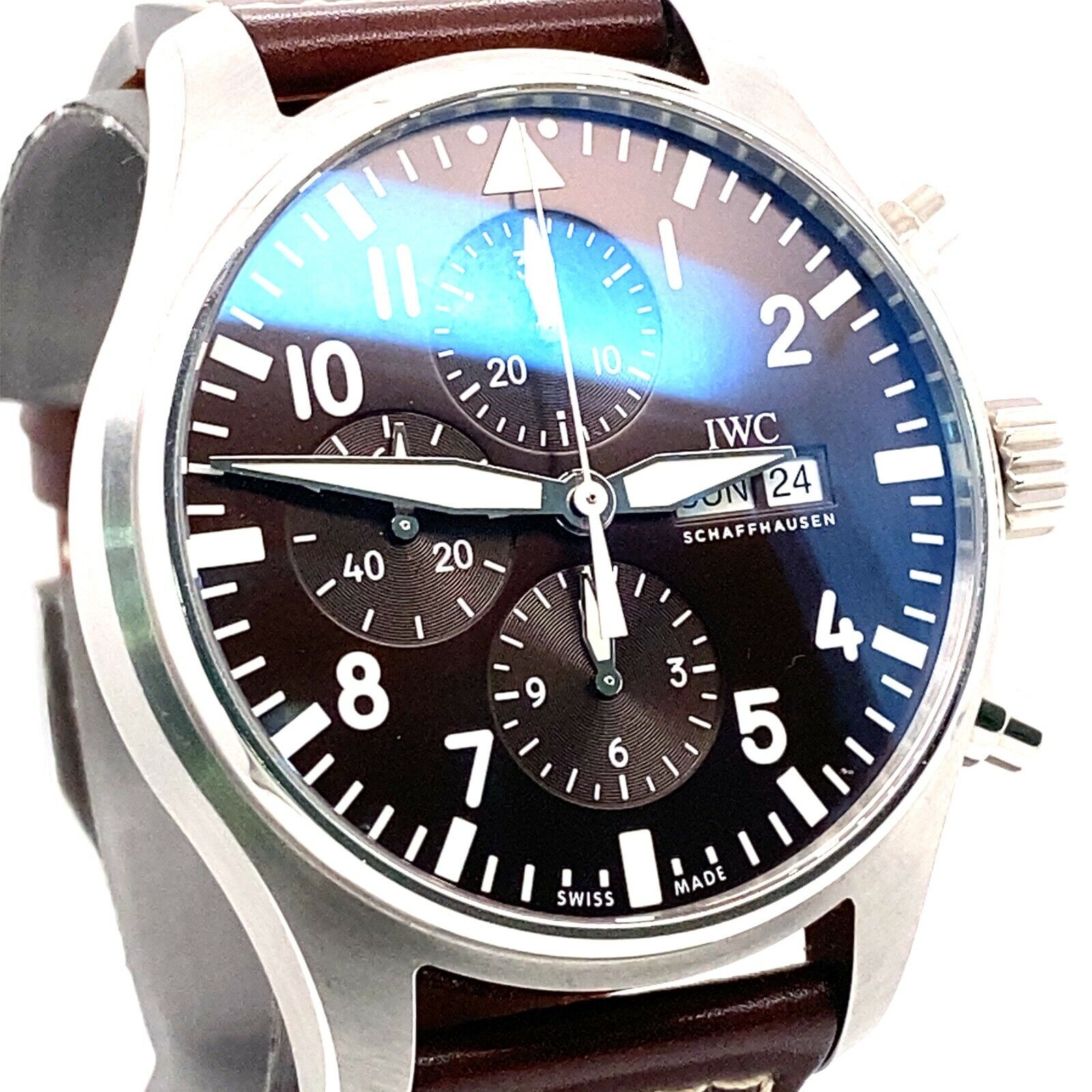  Shop Authentic IWC Pilot's Watch Chronograph Edition Brown Dial Brown Leather Strap Watch for Men - IW377713 - Luxxuri