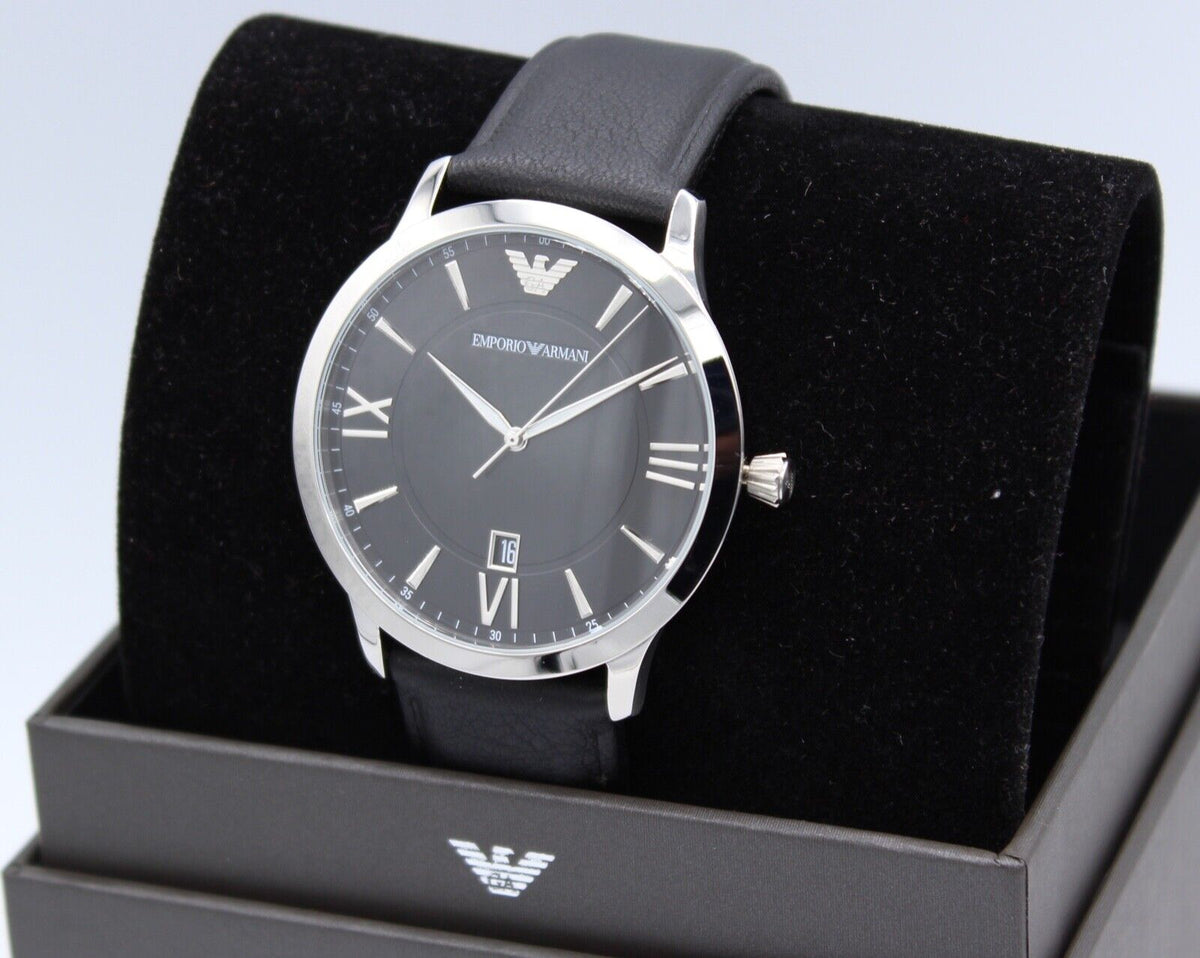  Shop Authentic Emporio Armani Giovanni Analog Black Dial Black Leather Strap Watch For Men - AR11210 - Luxxuri