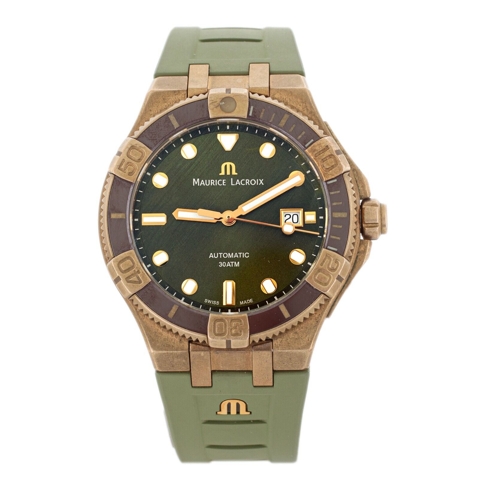  Shop Authentic Maurice Lacroix Aikon Venturer Bronze Dial Green Rubber Strap Watch For Men - AI6058-BRZ01-630-1 - Luxxuri