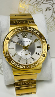  Shop Authentic Versace Greca Silver Dial Gold Steel Strap Watch for Men - VEVI00520 - Luxxuri
