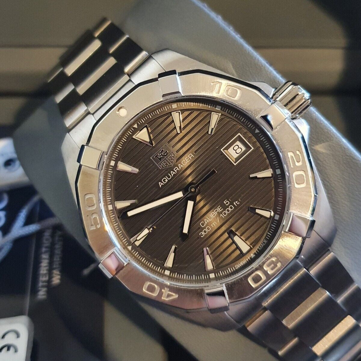  Shop Authentic Tag Heuer Aquaracer Automatic Anthracite Grey Dial Silver Steel Strap Watch for Men - WAY2113.BA0928 - Luxxuri