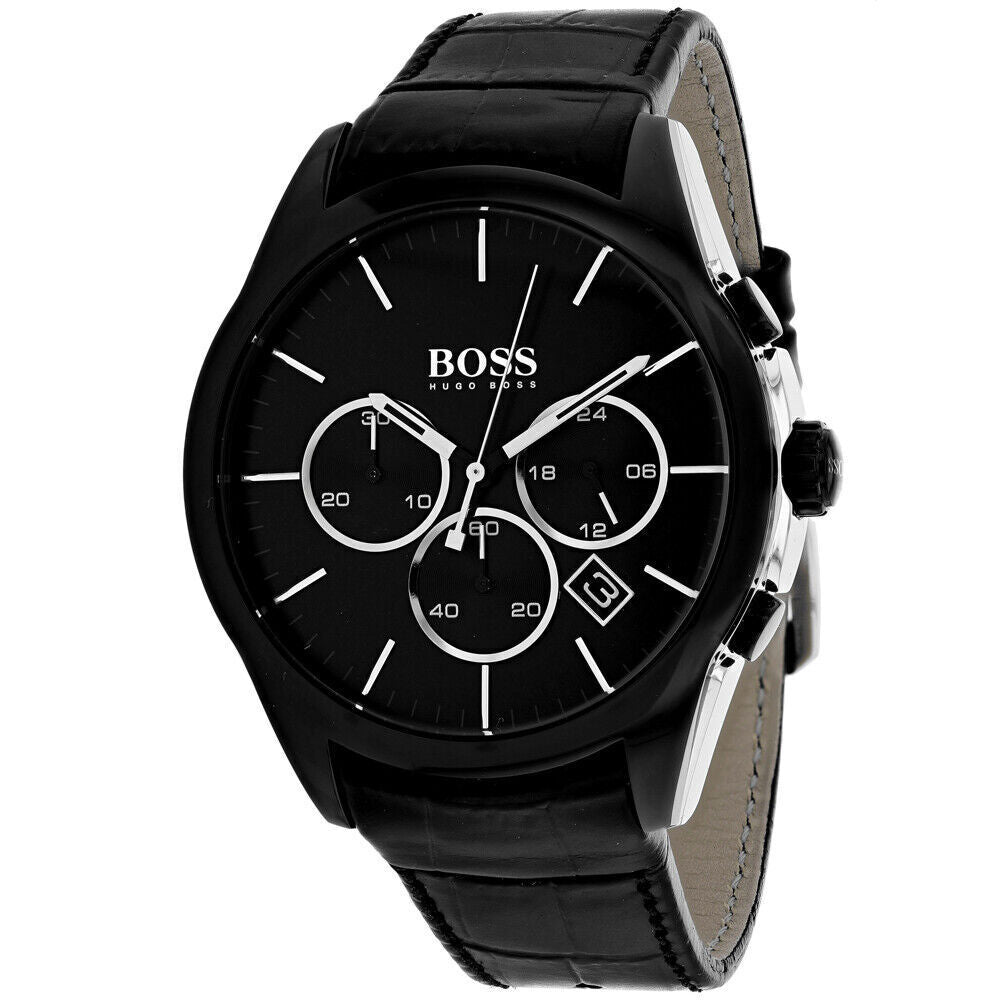  Shop Authentic Hugo Boss Onyx Black Dial Black Leather Strap Watch for Men - 1513367 - Luxxuri