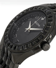  Shop Authentic Bulova Crystal Collection Phantom Black Dial Black Steel Strap Watch for Men - 98A240 - Luxxuri