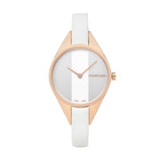  Shop Authentic Calvin Klein Rebel White Grey Dial White Leather Strap Watch for Women - K8P236L6 - Luxxuri
