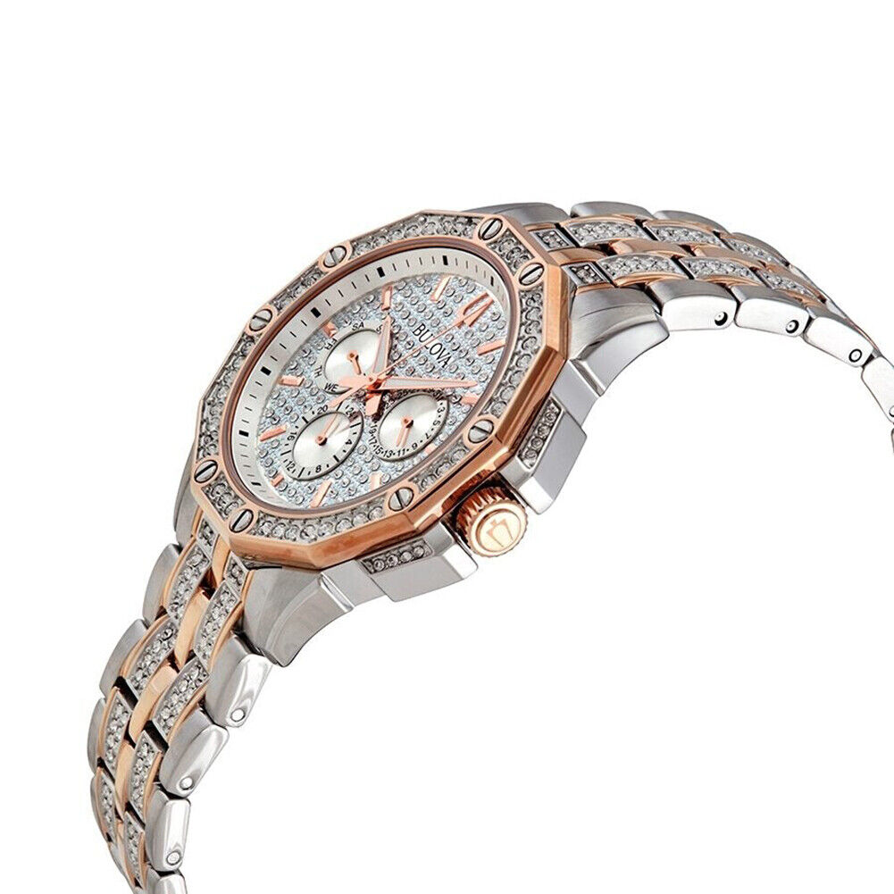  Shop Authentic Bulova Octova Crystal Silver Dial Two Tone Steel Strap Watch for Men - 98C133 - Luxxuri