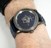  Shop Authentic Versace Palazzo Empire Black Dial Black Leather Strap Watch for Men - VERD00218 - Luxxuri