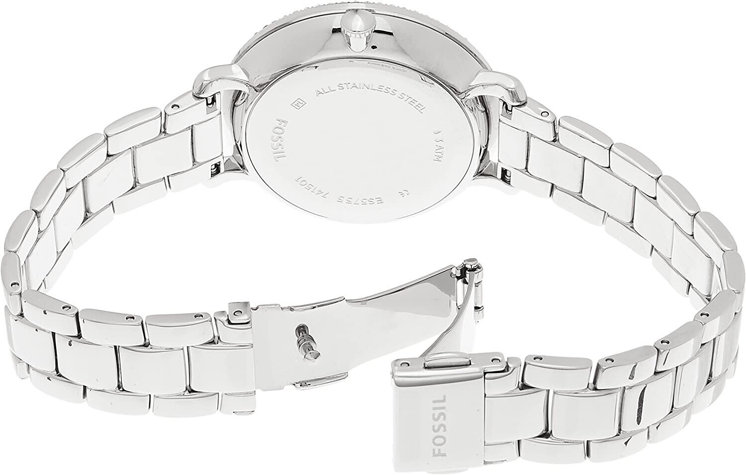  Shop Authentic Fossil Jacqueline Multi-Function Mother of Pearl Dial Silver Steel Strap Watch for Women - ES3755 - Luxxuri