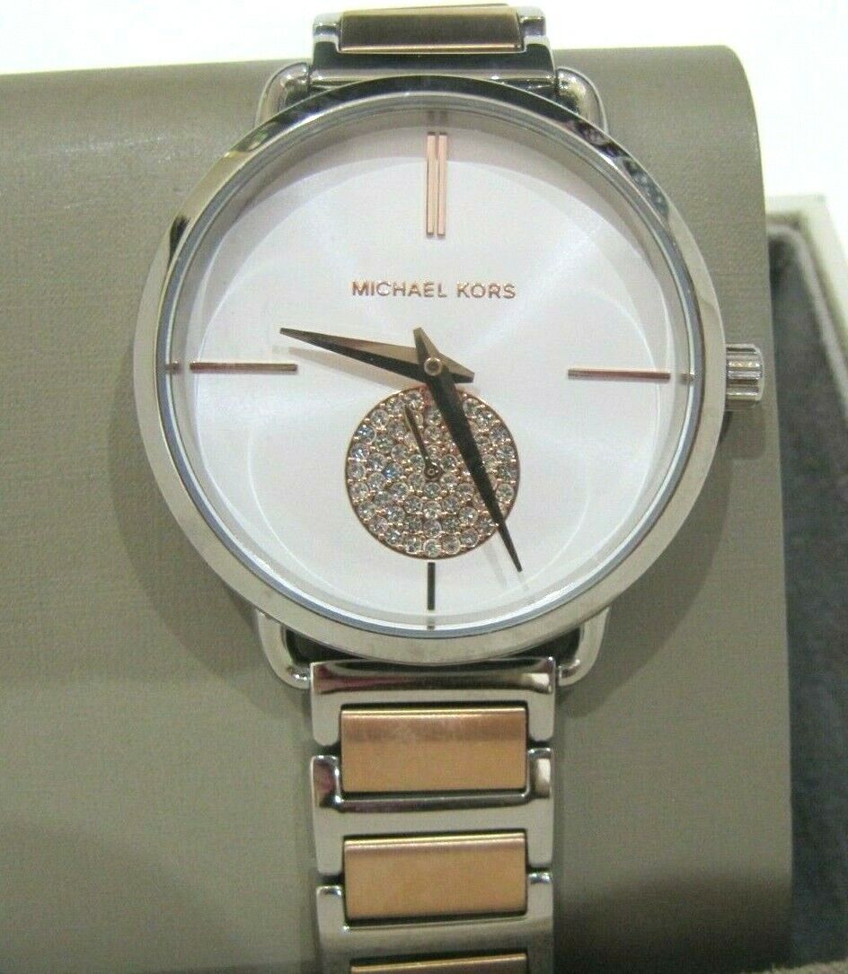  Shop Authentic Michael Kors Portia Quartz Silver Dial Two Tone Steel Strap Watch For Women - MK3709 - Luxxuri