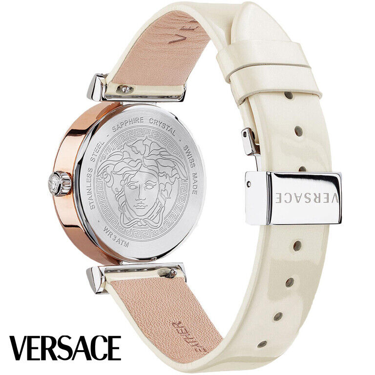  Shop Authentic Versace Greca White Dial White Leather Strap Watch for Women - VELW00120 - Luxxuri