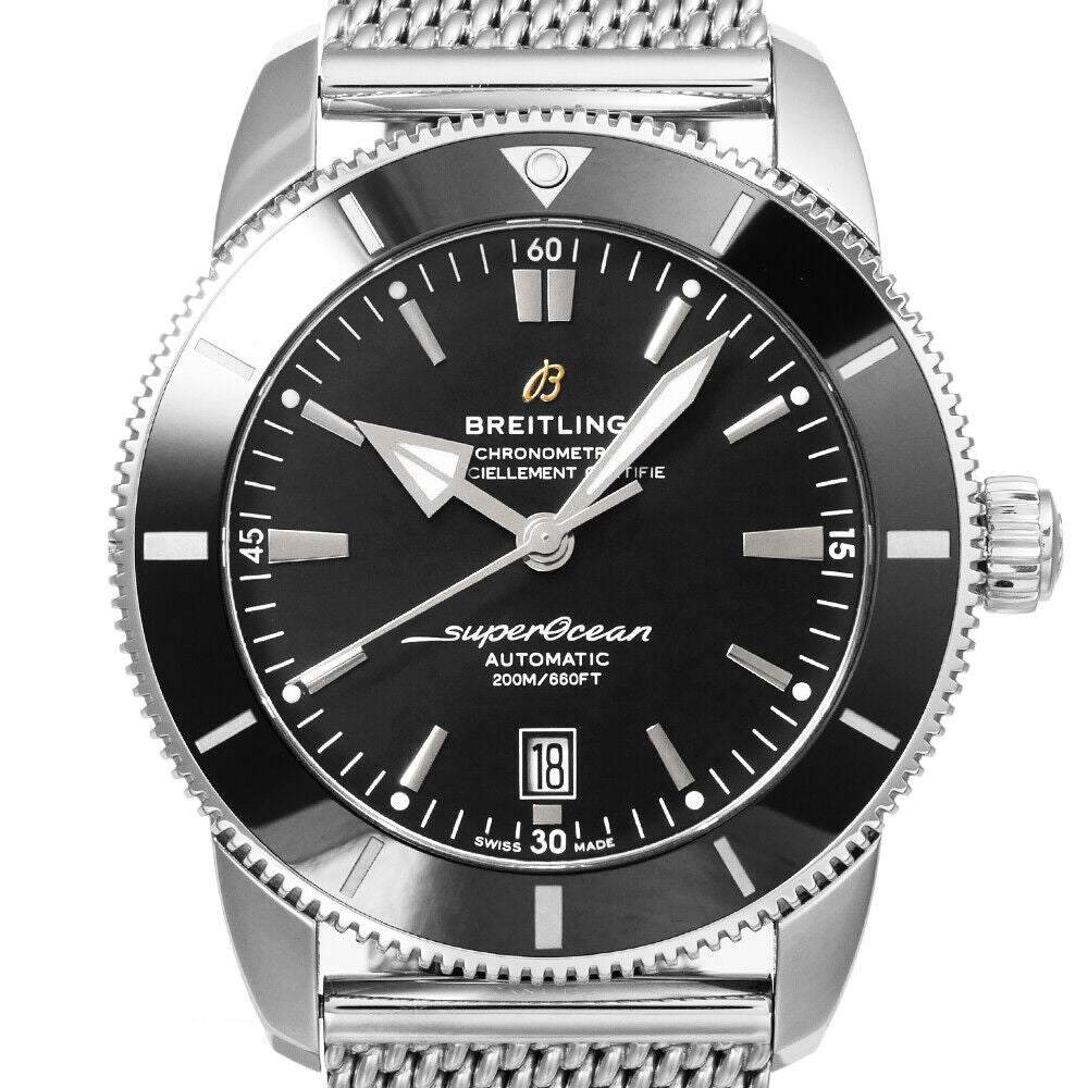  Shop Authentic Breitling Superocean Heritage B20 Automatic 46 Black Dial Silver Mesh Bracelet Watch for Men - AB2020121B1A1 - Luxxuri