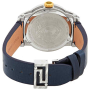  Shop Authentic Versace Viamond Quartz White Dial Blue Leather Strap Watch For Men - VEPO00120 - Luxxuri