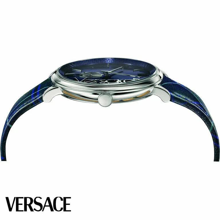  Shop Authentic Versace V-Circle The Clans Edition Blue Dial Blue & Green Leather Strap Watch for Women  - VEBQ00118 - Luxxuri