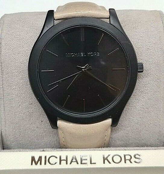  Shop Authentic Michael Kors Slim Runway Black Dial Beige Leather Strap Watch For Men - MK8510 - Luxxuri