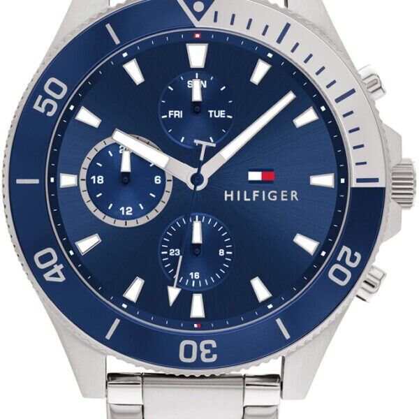  Shop Authentic Tommy Hilfiger Larson Chronograph Blue Dial Silver Steel Strap Watch For Men - 1791917 - Luxxuri