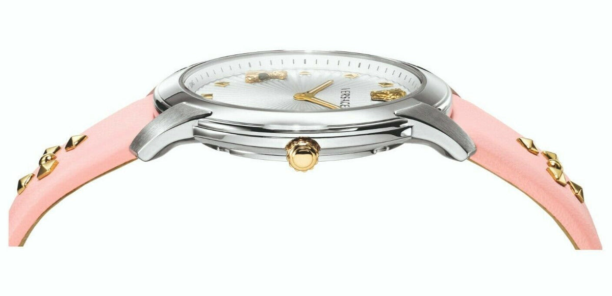  Shop Authentic Versace Audrey Quartz White Dial Pink Leather Strap Watch for Women - VELR00119 - Luxxuri