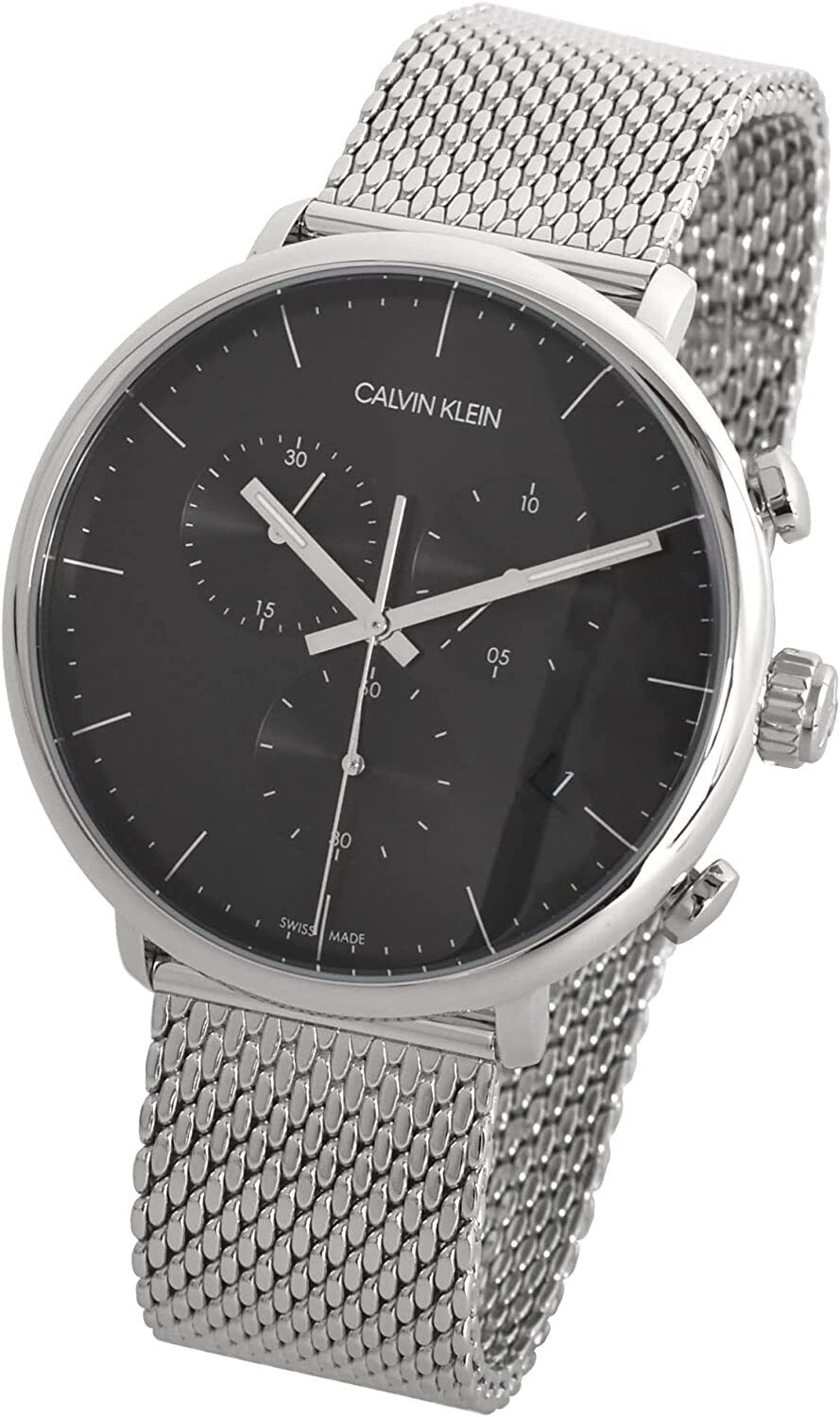  Shop Authentic Calvin Klein High Noon Chronograph Black Dial Silver Mesh Bracelet Watch for Men - K8M27121 - Luxxuri