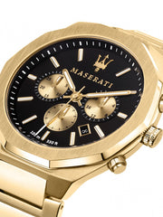  Shop Authentic Maserati Stile 45mm Chronograph Black Dial Gold Steel Strap Watch For Men - R8873642001 - Luxxuri