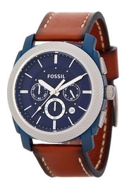  Shop Authentic Fossil Machine Chronograph Blue Dial Brown Leather Strap Watch for Men - FS5232 - Luxxuri