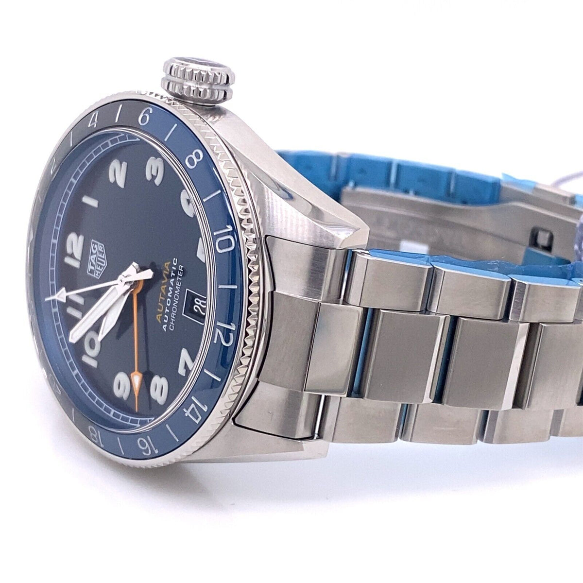  Shop Authentic Tag Heuer Autavia Cosc GMT Automatic Blue Dial Silver Steel Strap Watch for Men - WBE511A.BA0650 - Luxxuri