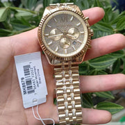  Shop Authentic Michael Kors Lexington Chronograph Gold Dial Gold Steel Strap Watch For Men - MK8579 - Luxxuri