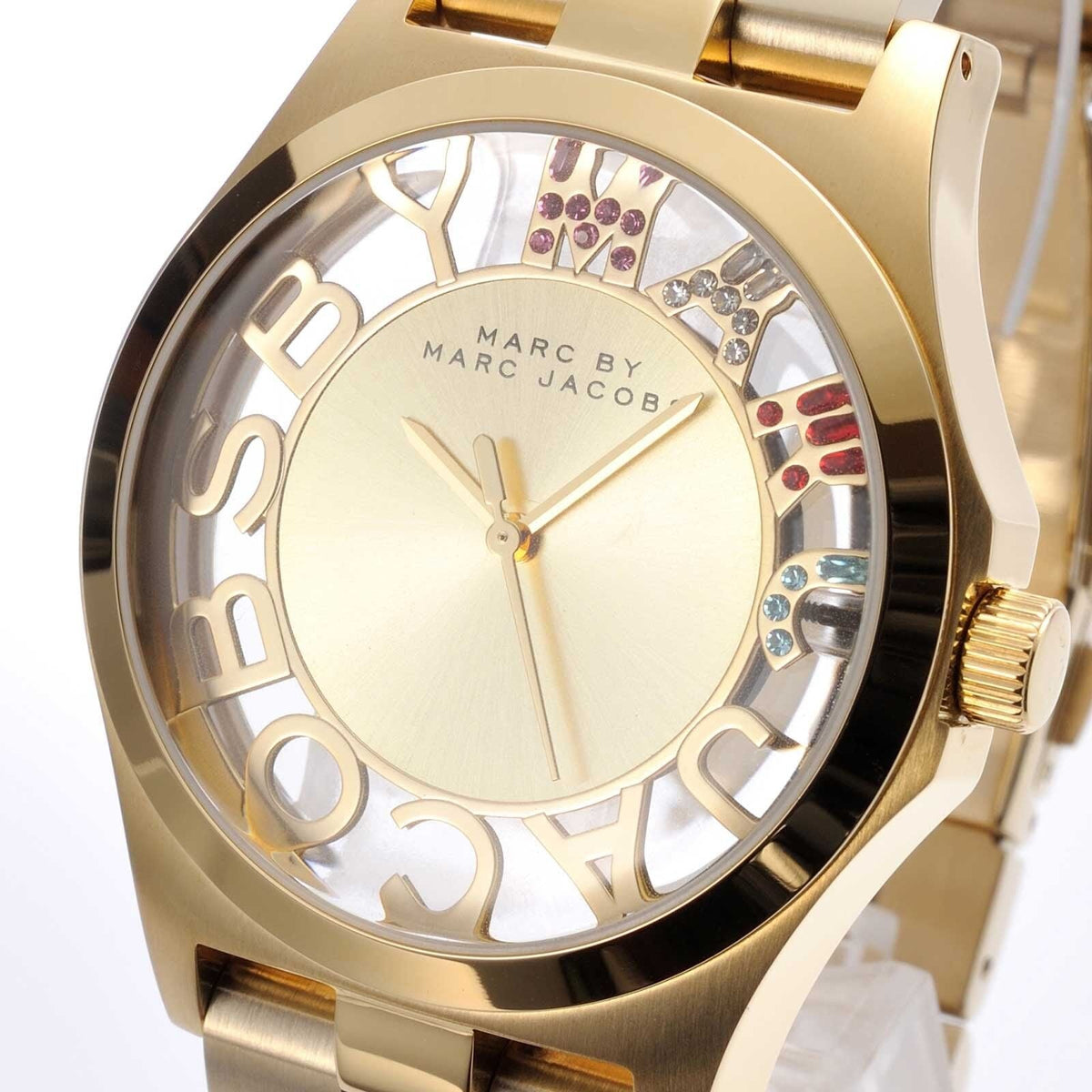  Shop Authentic Marc Jacobs Henry Skeleton Gold Dial Gold Steel Strap Watch for Women - MBM3263 - Luxxuri
