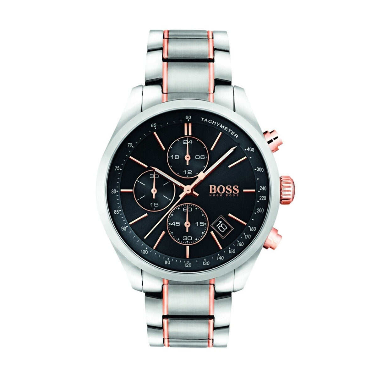  Shop Authentic Hugo Boss Grand Prix Black Dial Two Tone Steel Strap Watch for Men - 1513473 - Luxxuri
