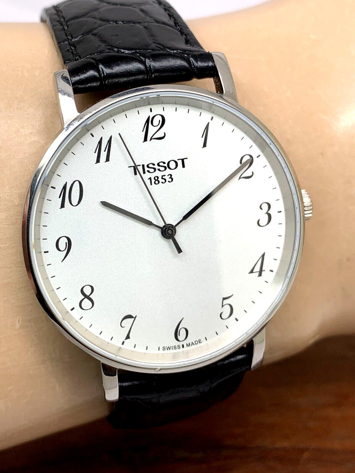  Shop Authentic Tissot Everytime Large White Dial Black Leather Strap Watch For Men - T109.610.16.032.00 - Luxxuri