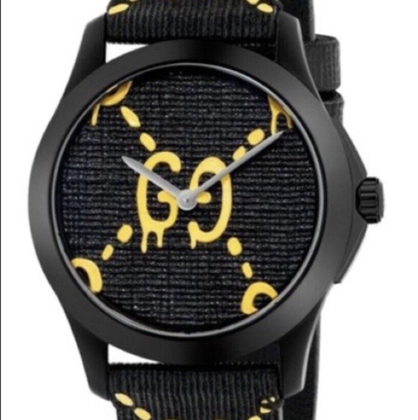  Shop Authentic Gucci G Timeless Ghost Black Dial Black Leather Strap Watch For Men - YA1264019 - Luxxuri