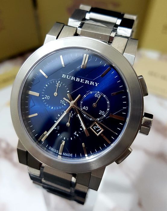  Shop Authentic Burberry The City Blue Dial Silver Steel Strap Watch for Men - BU9363 - Luxxuri